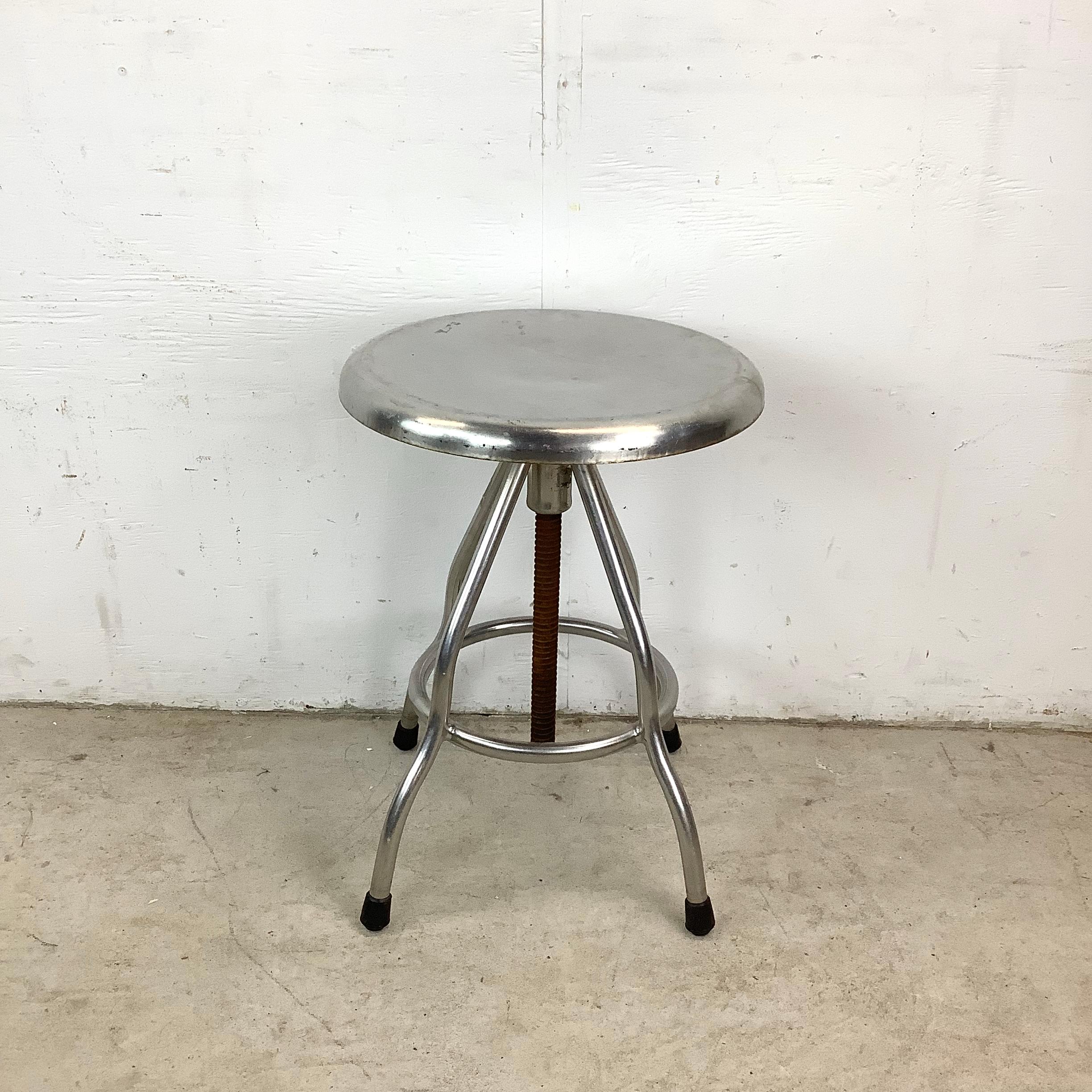 Altro Sgabello girevole industriale vintage in acciaio in vendita