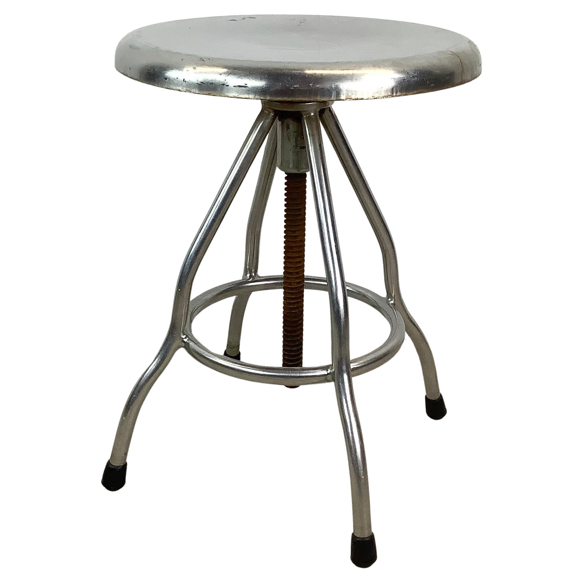 Vintage Industrial Steel Swivel Stool