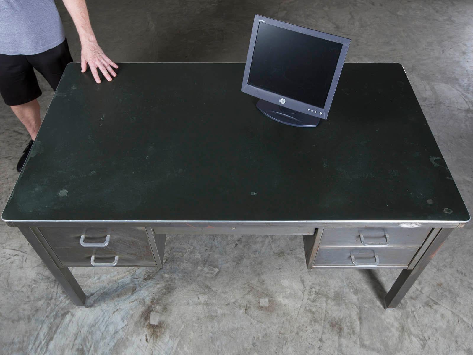 20th Century Vintage Industrial Steel Tanker's Desk USA,  circa 1950 For Sale