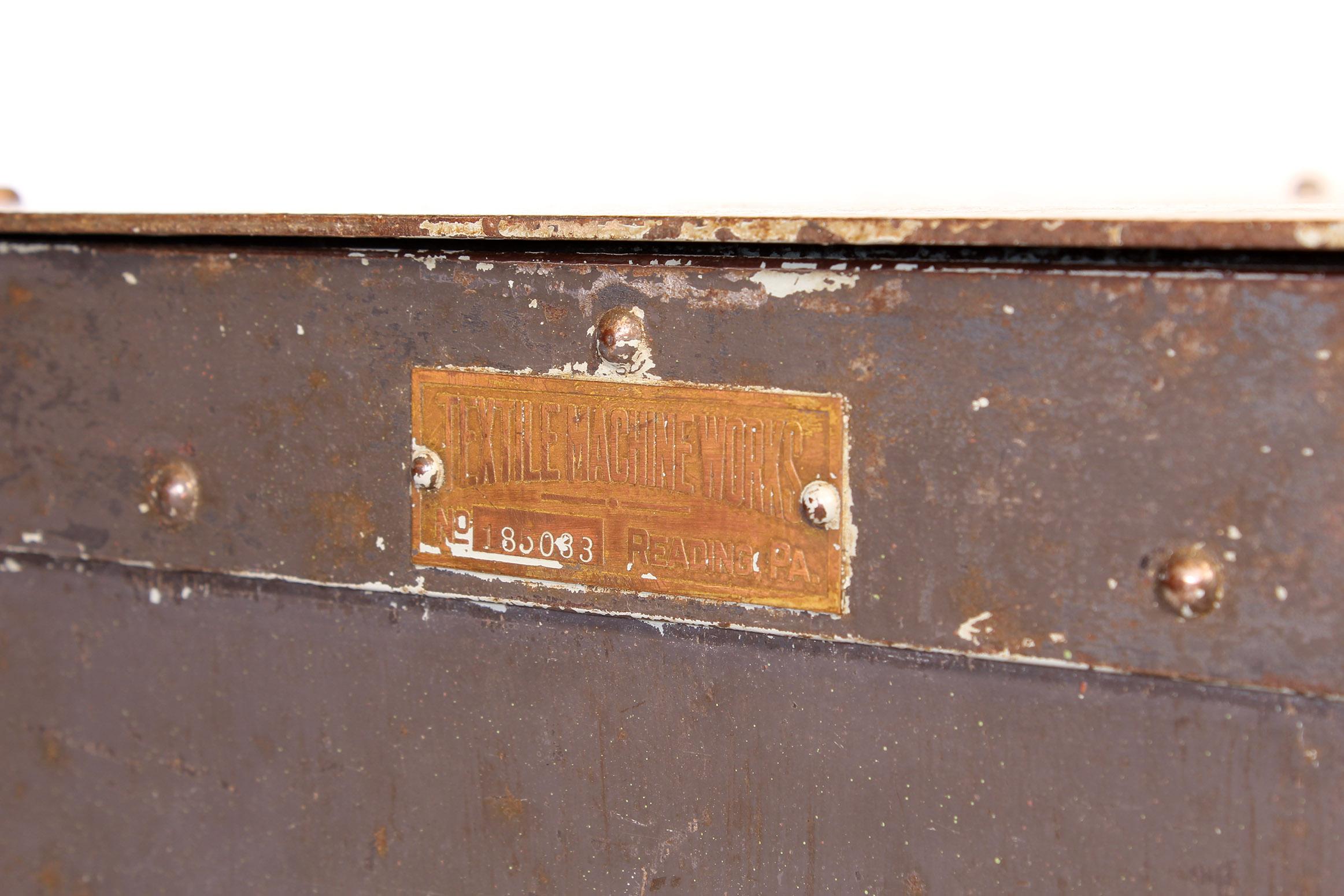 Vintage Industrial Steel Textile Machine Works Riveted Rolling Cabinet 2 of 2 3
