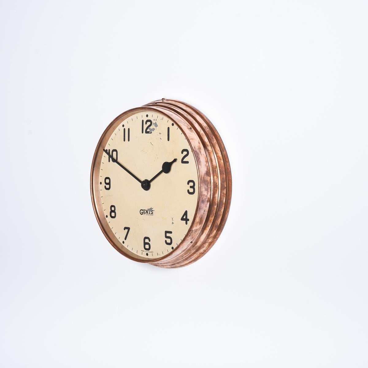 Spun Vintage Industrial Stepped Copper Case Factory Clock By Gents Of Leicester