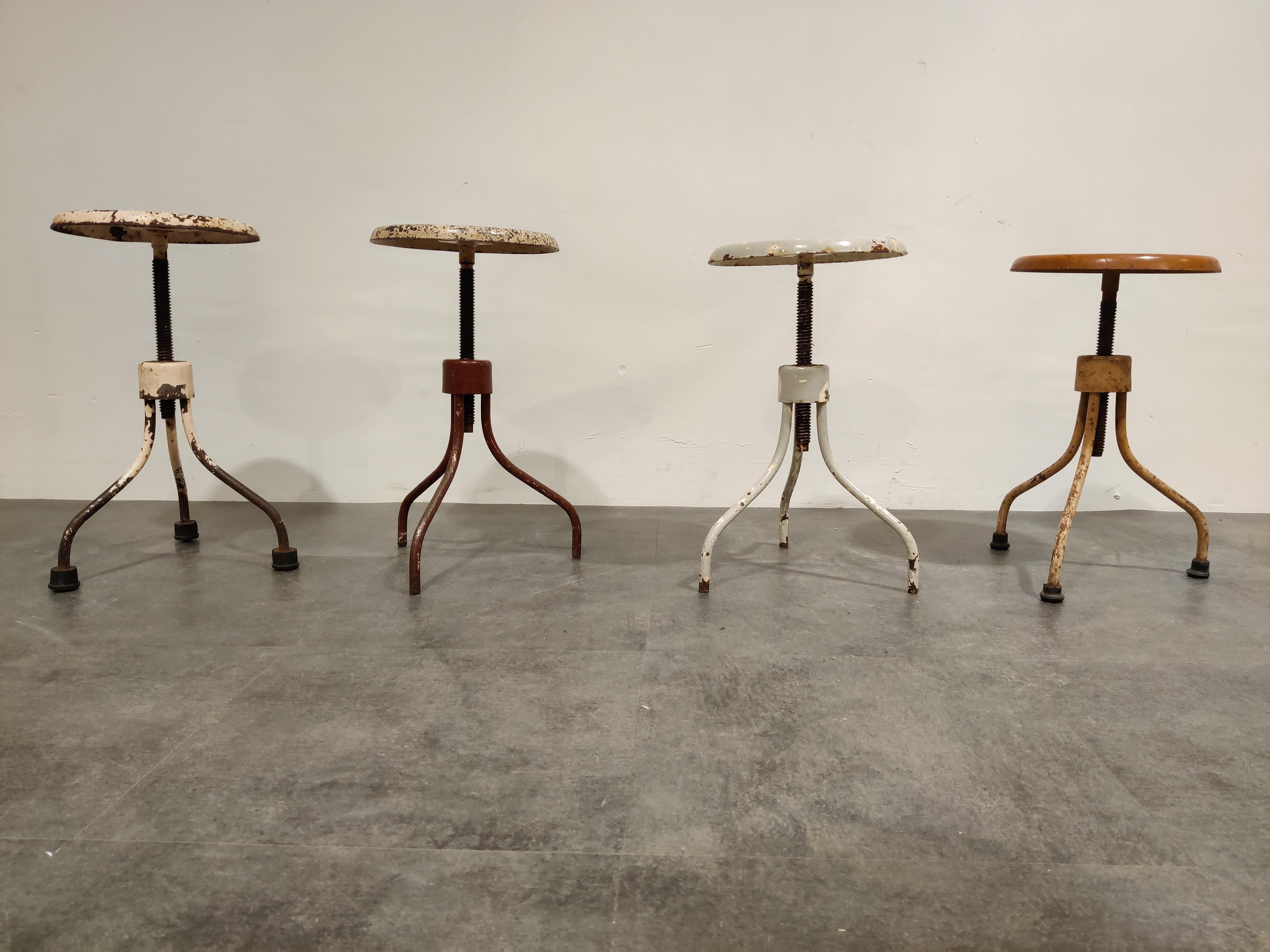 Latvian Vintage Industrial Stools, Set of 4