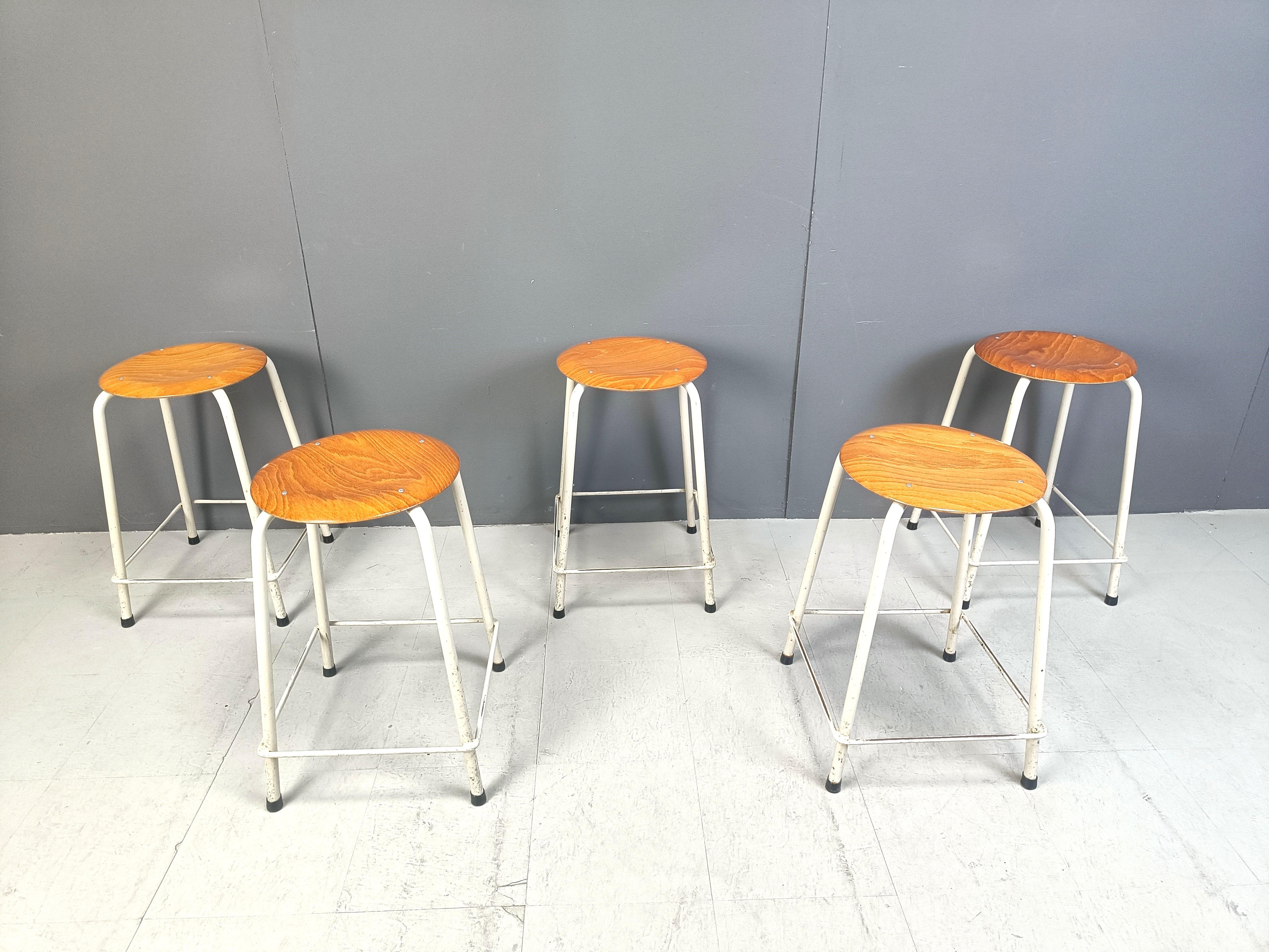 Industrial Vintage industrial stools, set of 5