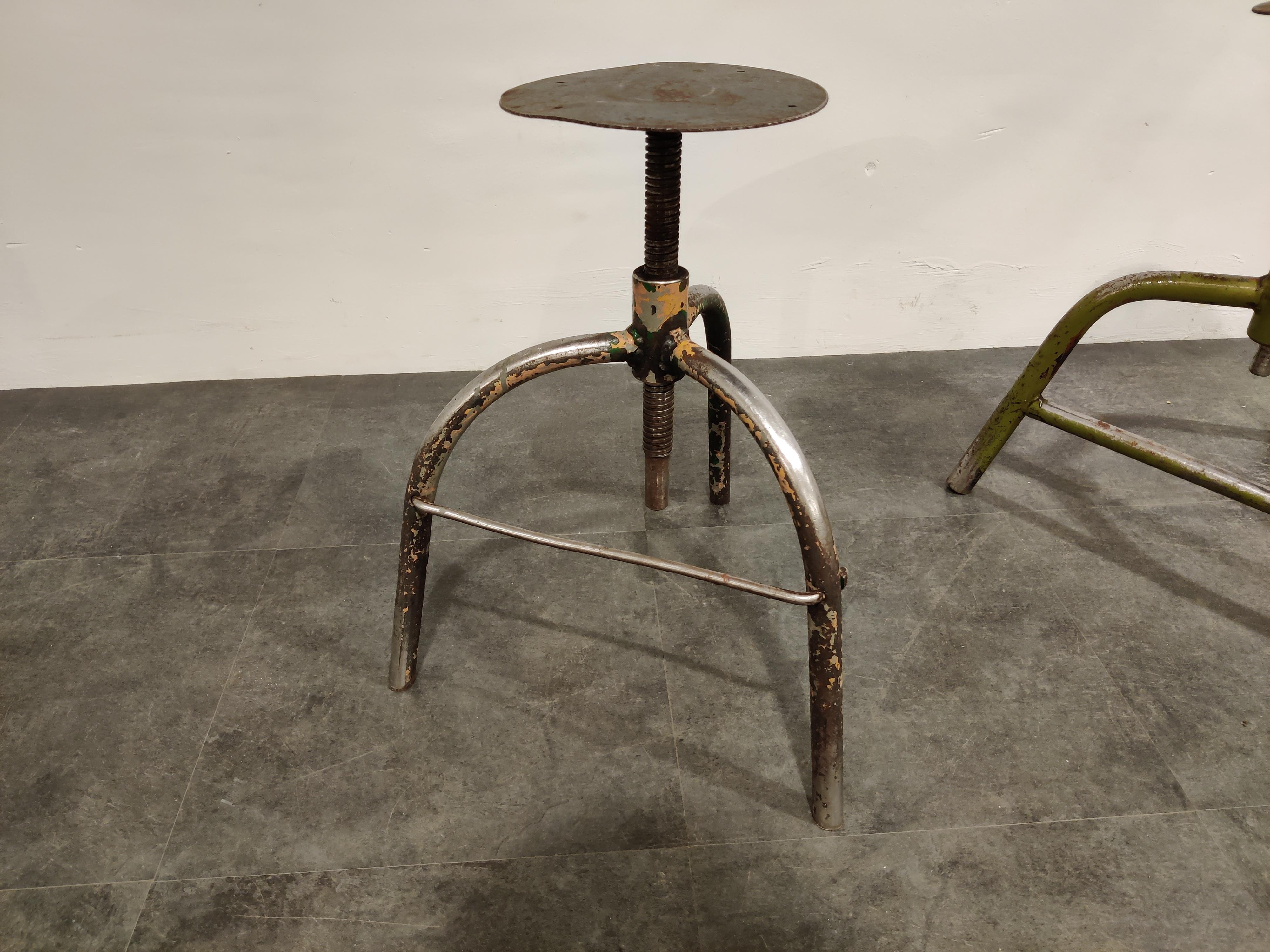 Mid-20th Century Vintage Industrial Stools, Set of 5 For Sale
