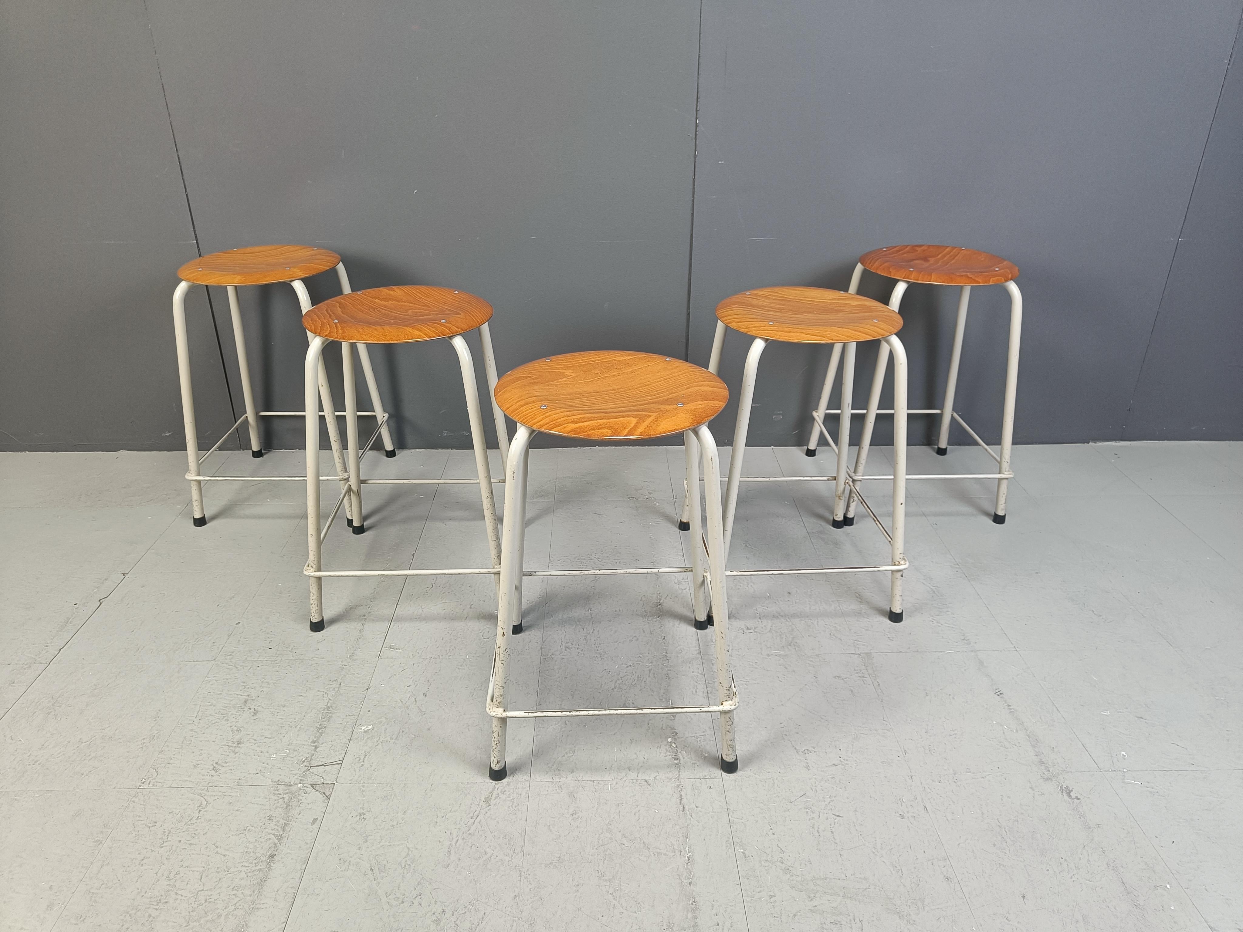 Metal Vintage industrial stools, set of 5