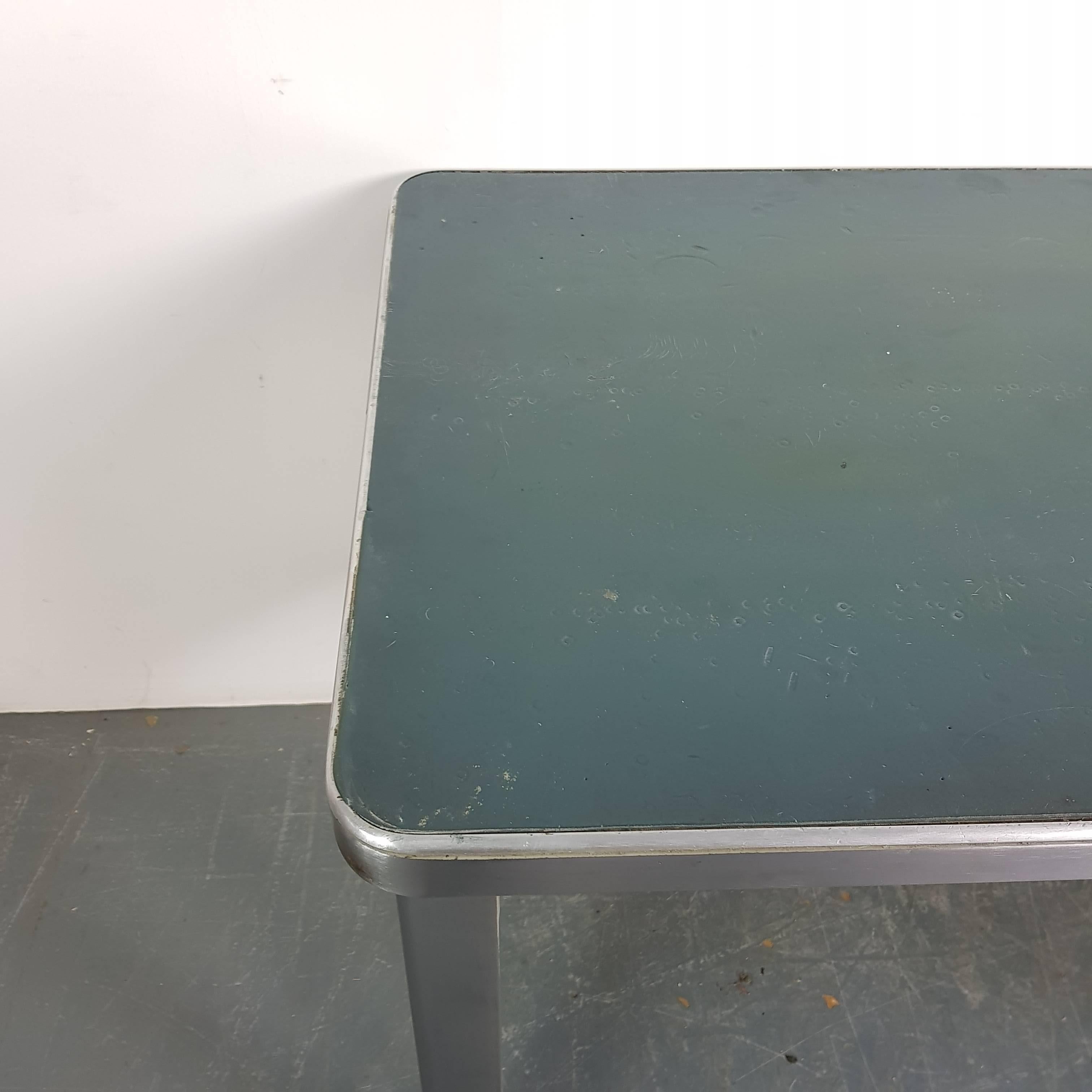 British Vintage Industrial Stripped and Polished Steel Desk from 1960 For Sale