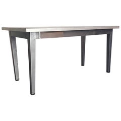 Vintage Industrial Stripped and Polished Steel Table