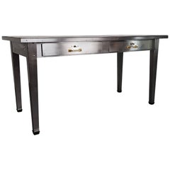 Vintage Industrial Stripped and Polished Steel Table