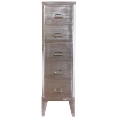 Used Industrial Stripped Metal 5-Drawer Filing Cabinet