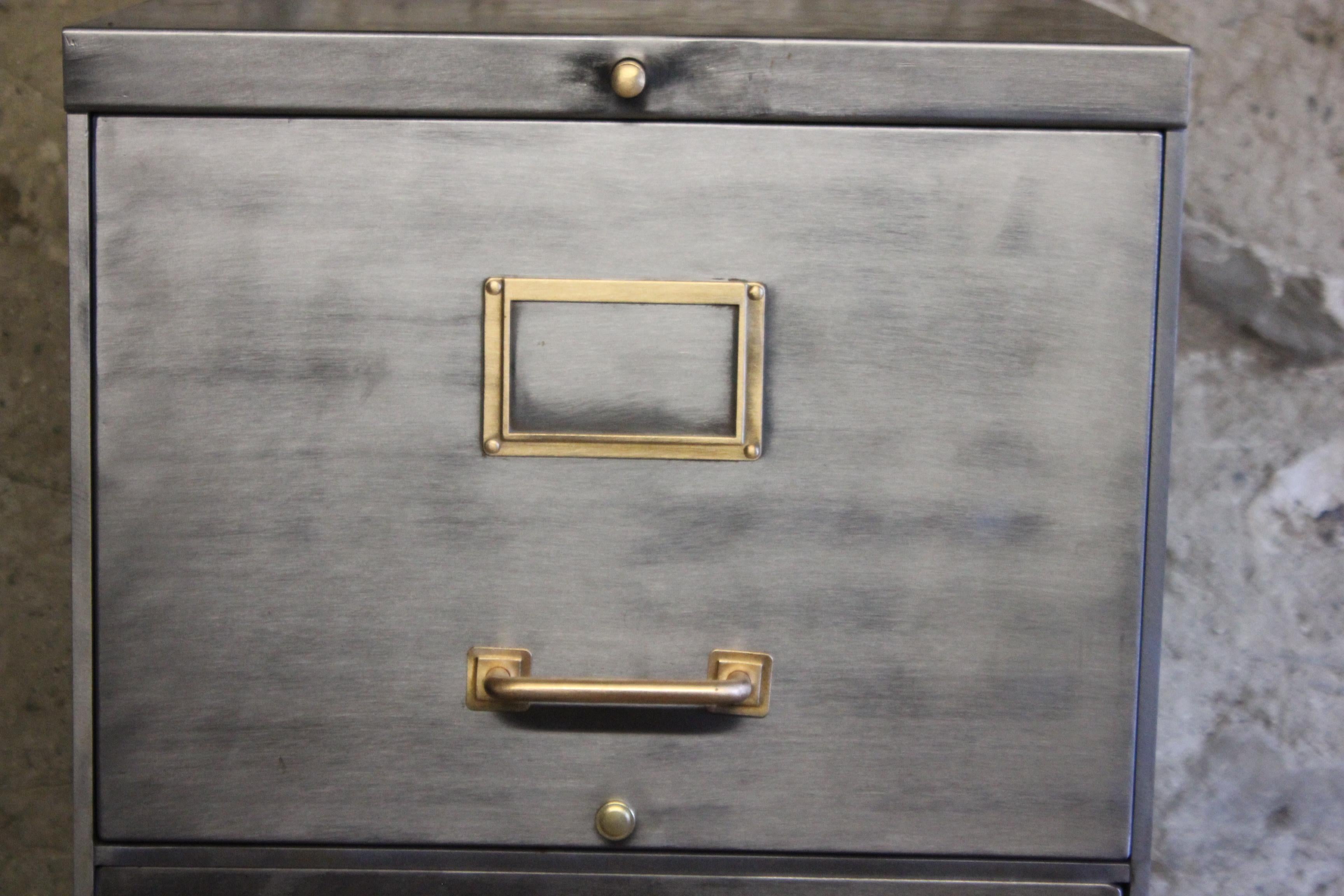 American Vintage Industrial Stripped Metal Filing Cabinet