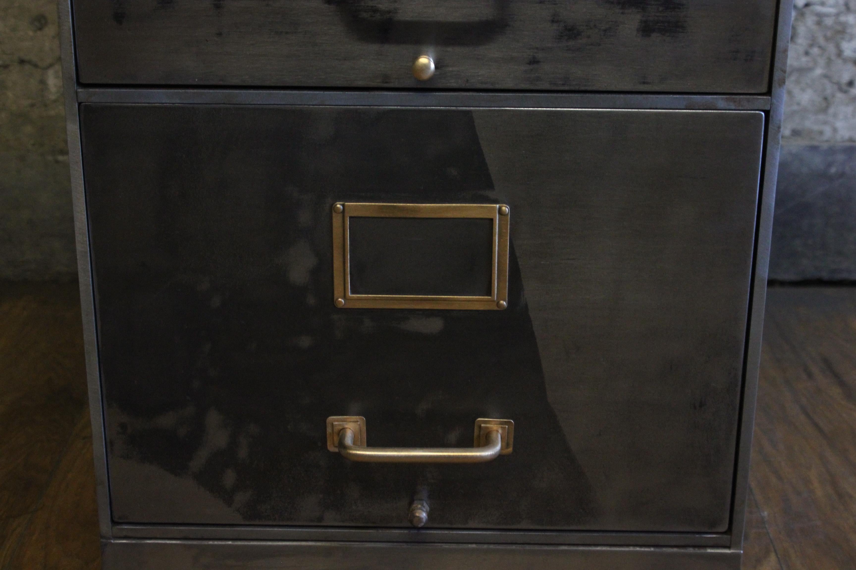 Mid-20th Century Vintage Industrial Stripped Metal Filing Cabinet