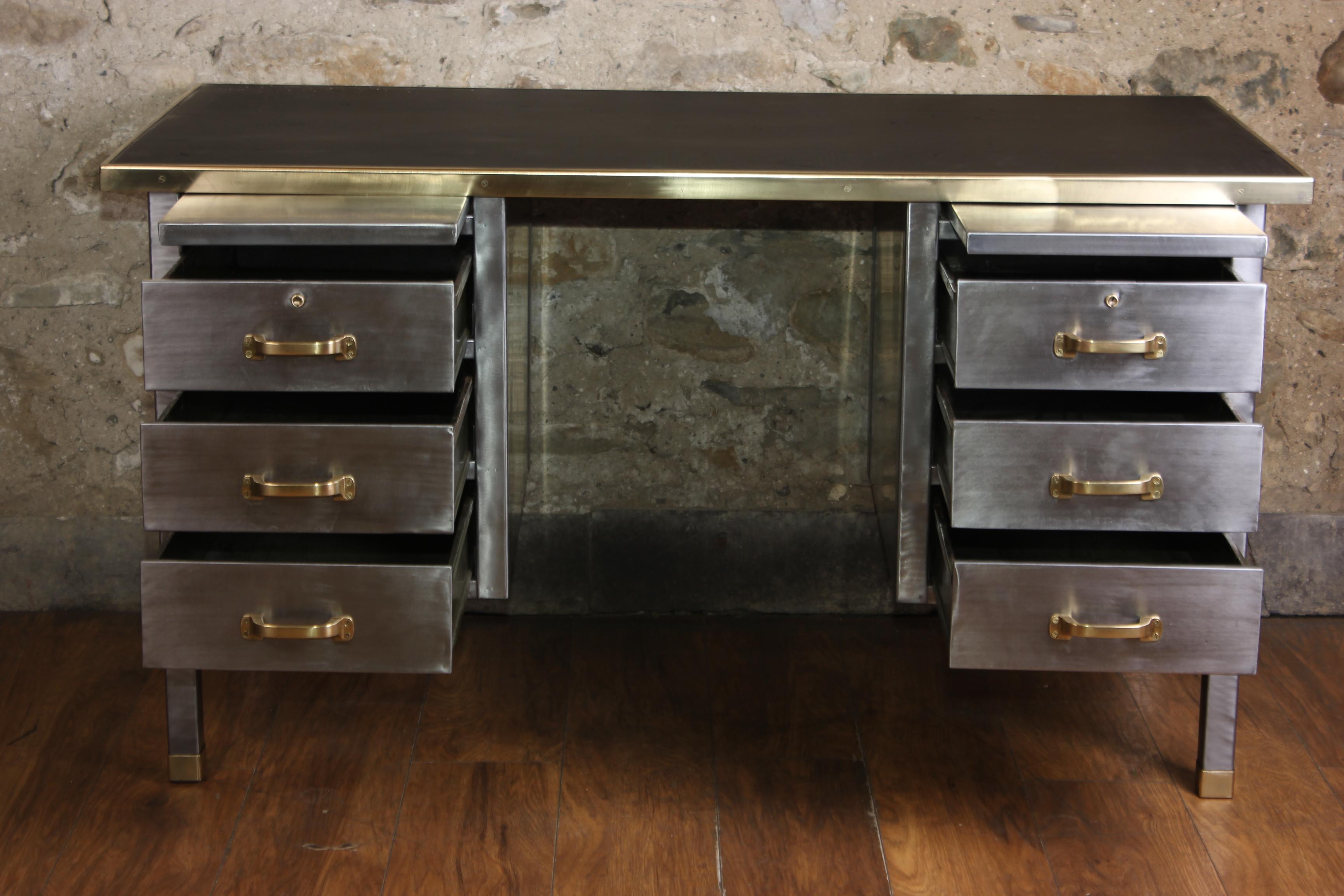 vintage metal desk with drawers