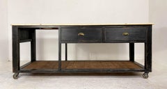 Vintage Industrial Style Black Pine Workbench Kitchen Island Centrepiece
