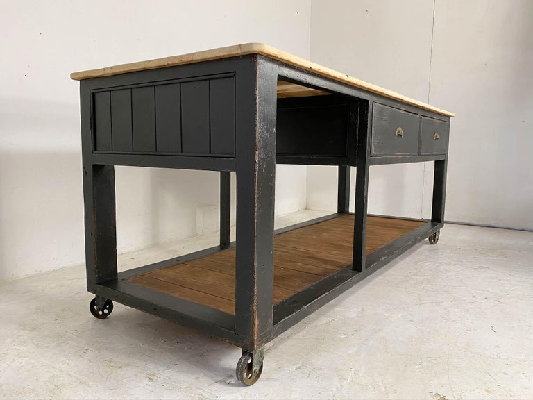 Vintage Industrial Style Black Pine Workbench Kitchen ...