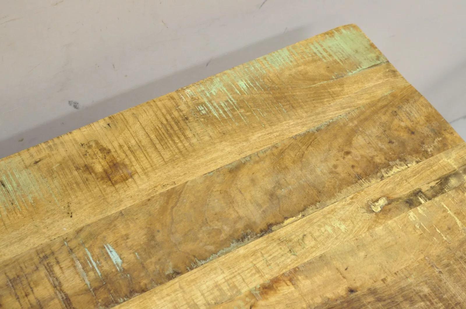 Vintage Industrial Style Cast Iron and Distressed Reclaimed Wood Coffee Table For Sale 3