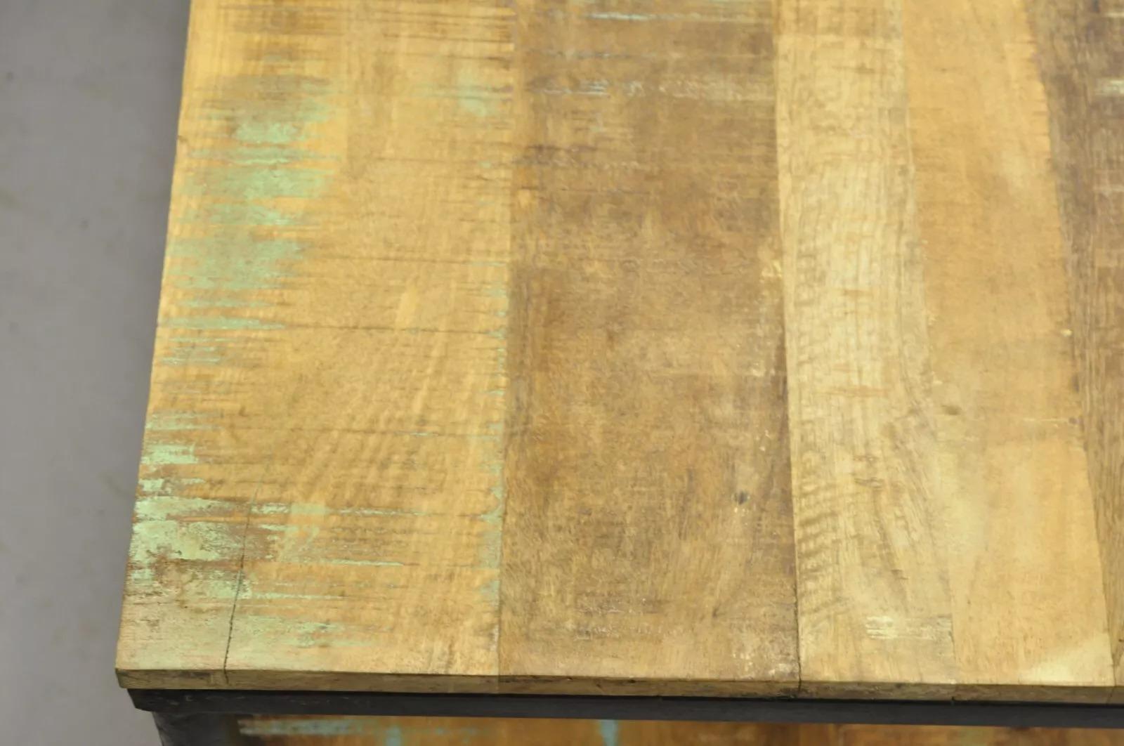 Vintage Industrial Style Cast Iron and Distressed Reclaimed Wood Coffee Table For Sale 4
