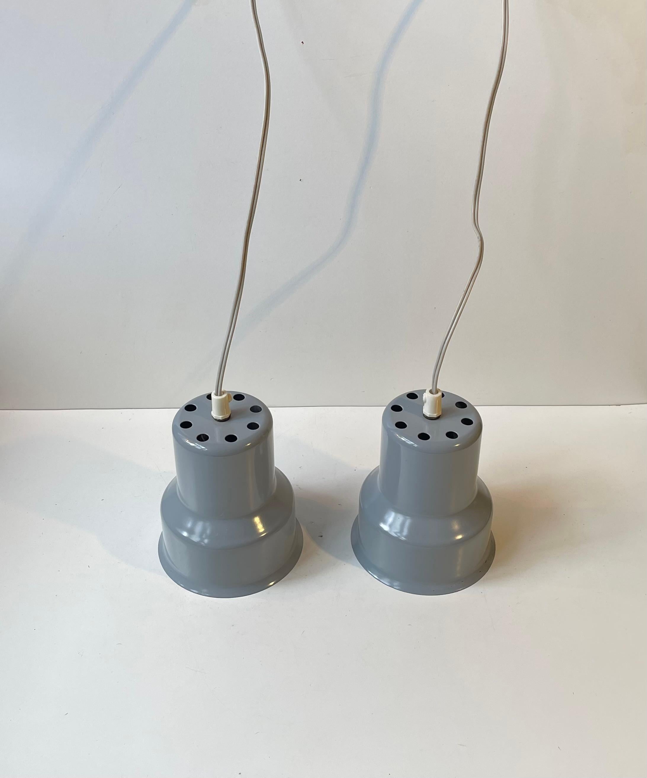 Danish Vintage Industrial Style Grey Ceiling Lamps by ABO, 1970s For Sale