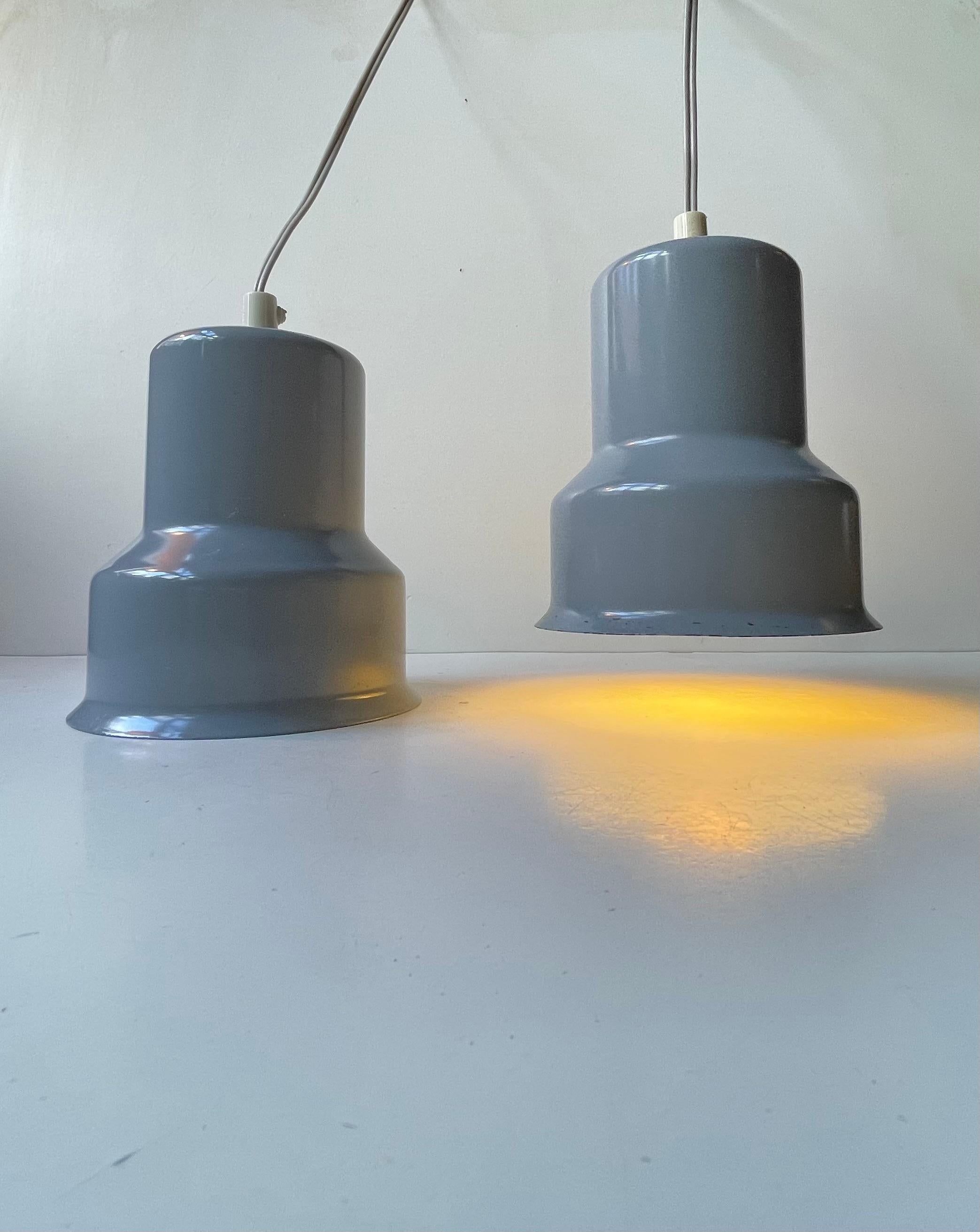 Vintage Industrial Style Grey Ceiling Lamps by ABO, 1970s In Good Condition For Sale In Esbjerg, DK