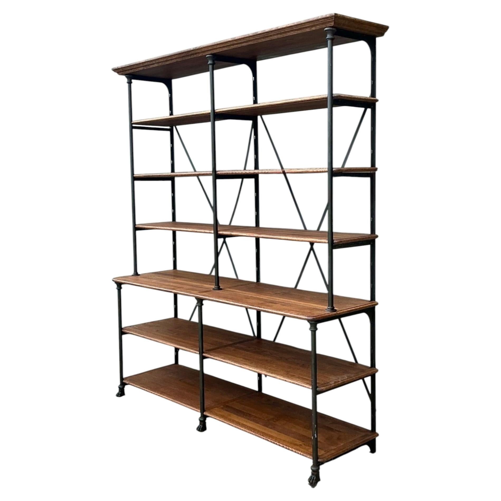 Vintage Industrial Style Metal and Wood Plank Etagere