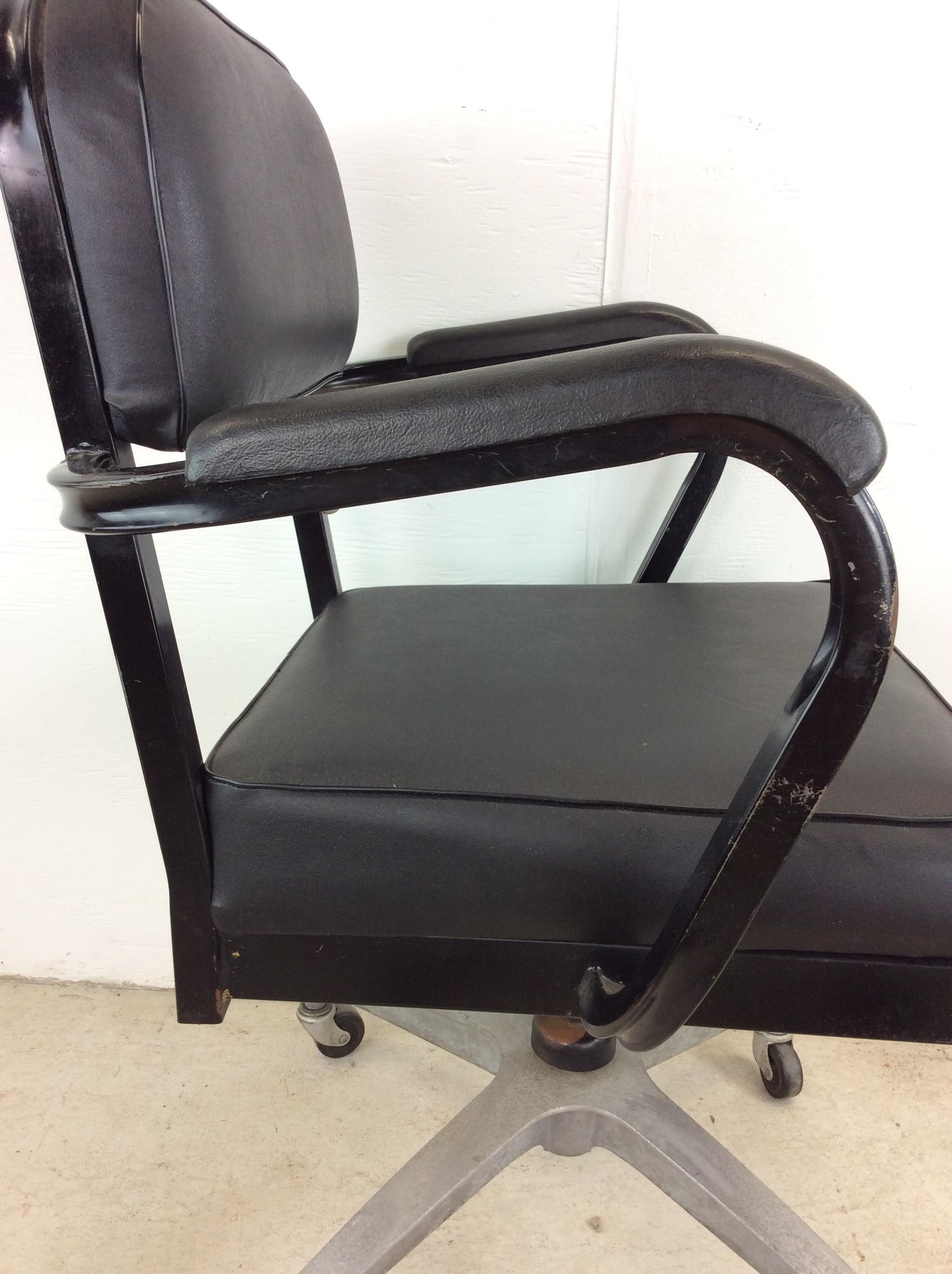 Vintage Industrial Style Office Chair with Black Vinyl For Sale 3