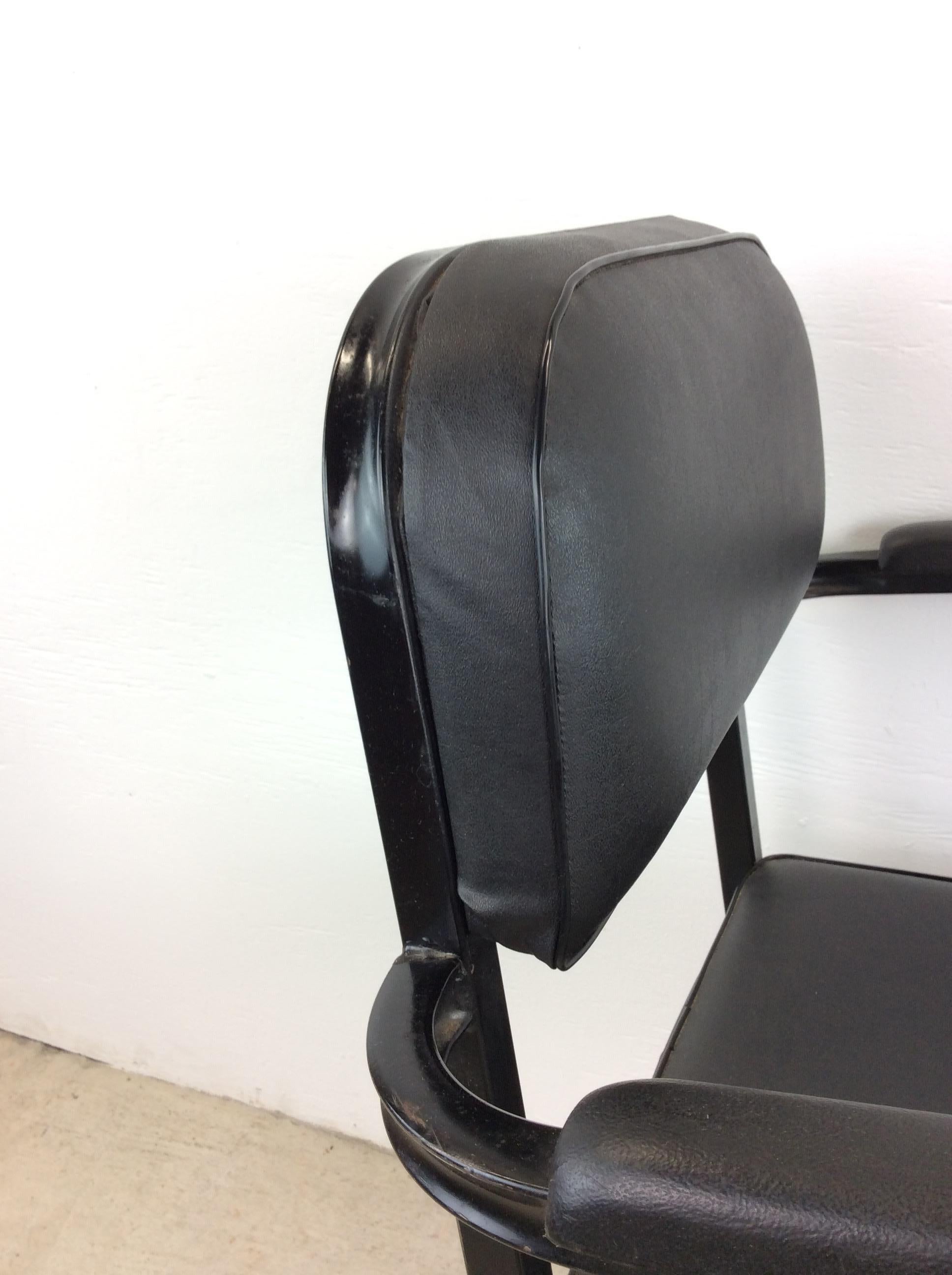 Vintage Industrial Style Office Chair with Black Vinyl For Sale 5