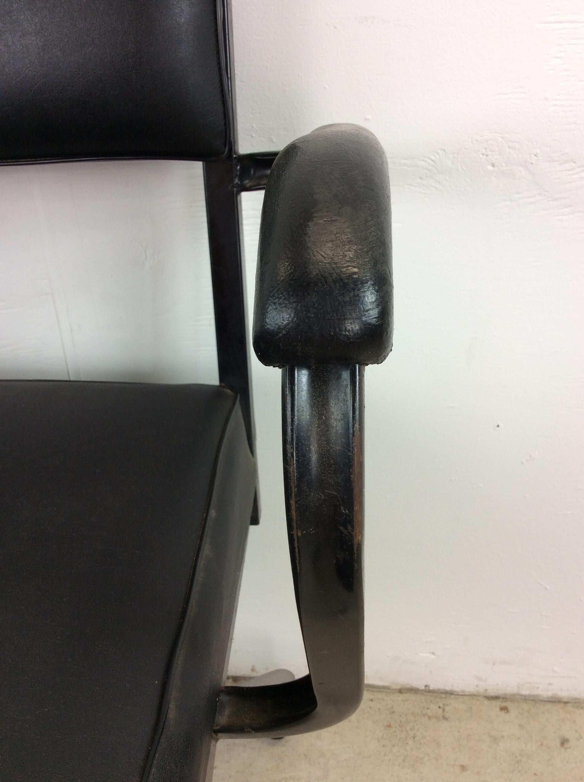 Vintage Industrial Style Office Chair with Black Vinyl For Sale 10