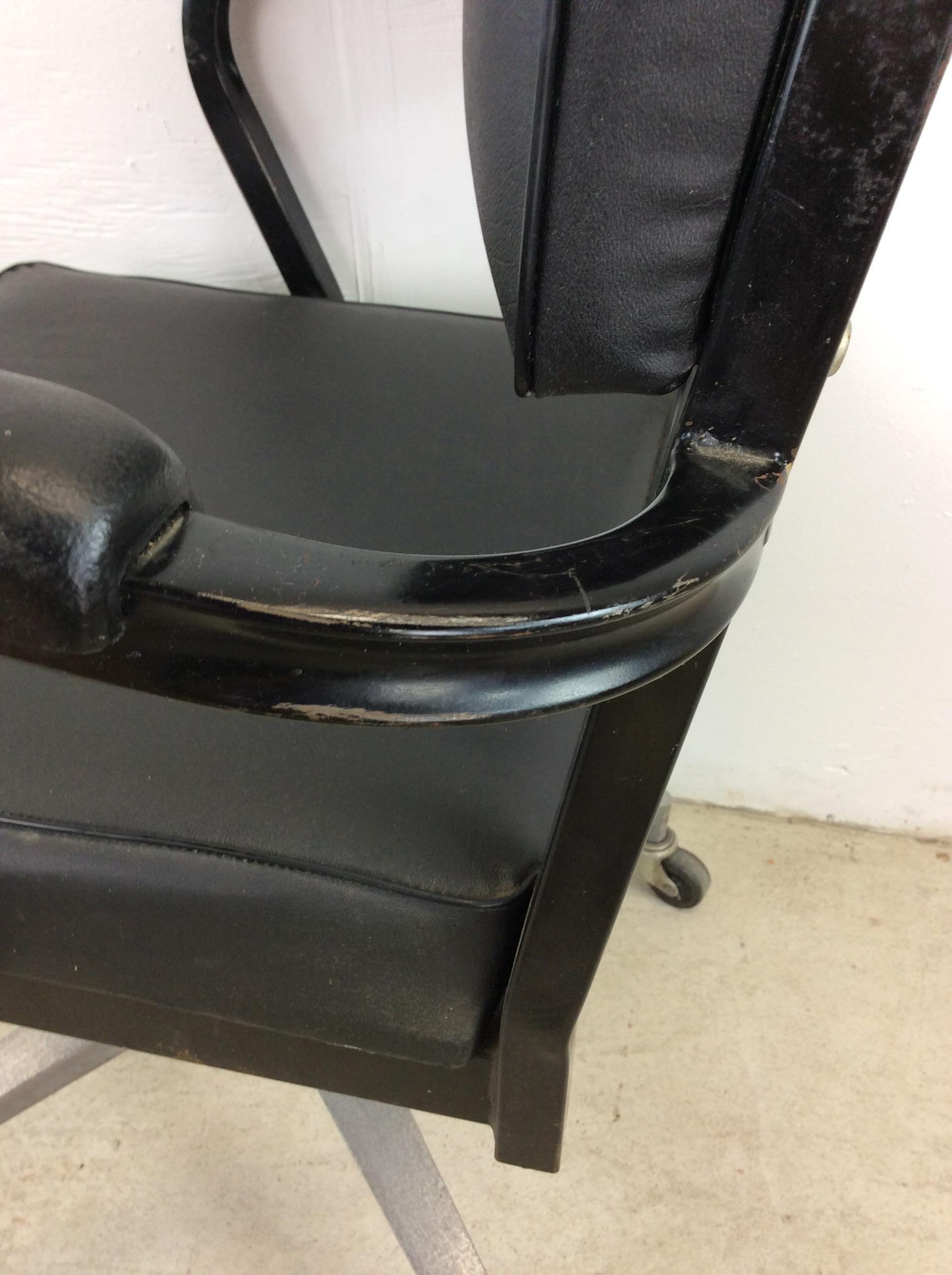 Vintage Industrial Style Office Chair with Black Vinyl In Good Condition For Sale In Freehold, NJ