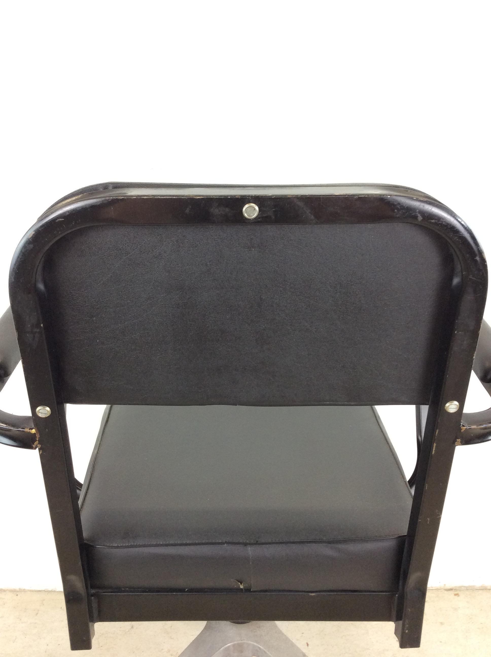 Vintage Industrial Style Office Chair with Black Vinyl For Sale 1