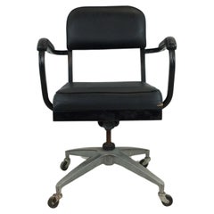 Silla de Oficina Estilo Industrial Vintage con Vinilo Negro