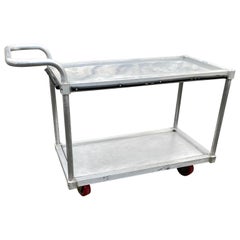 Vintage Industrial Style Two-Tier Stainless Steel Bar Cart Rolling Version