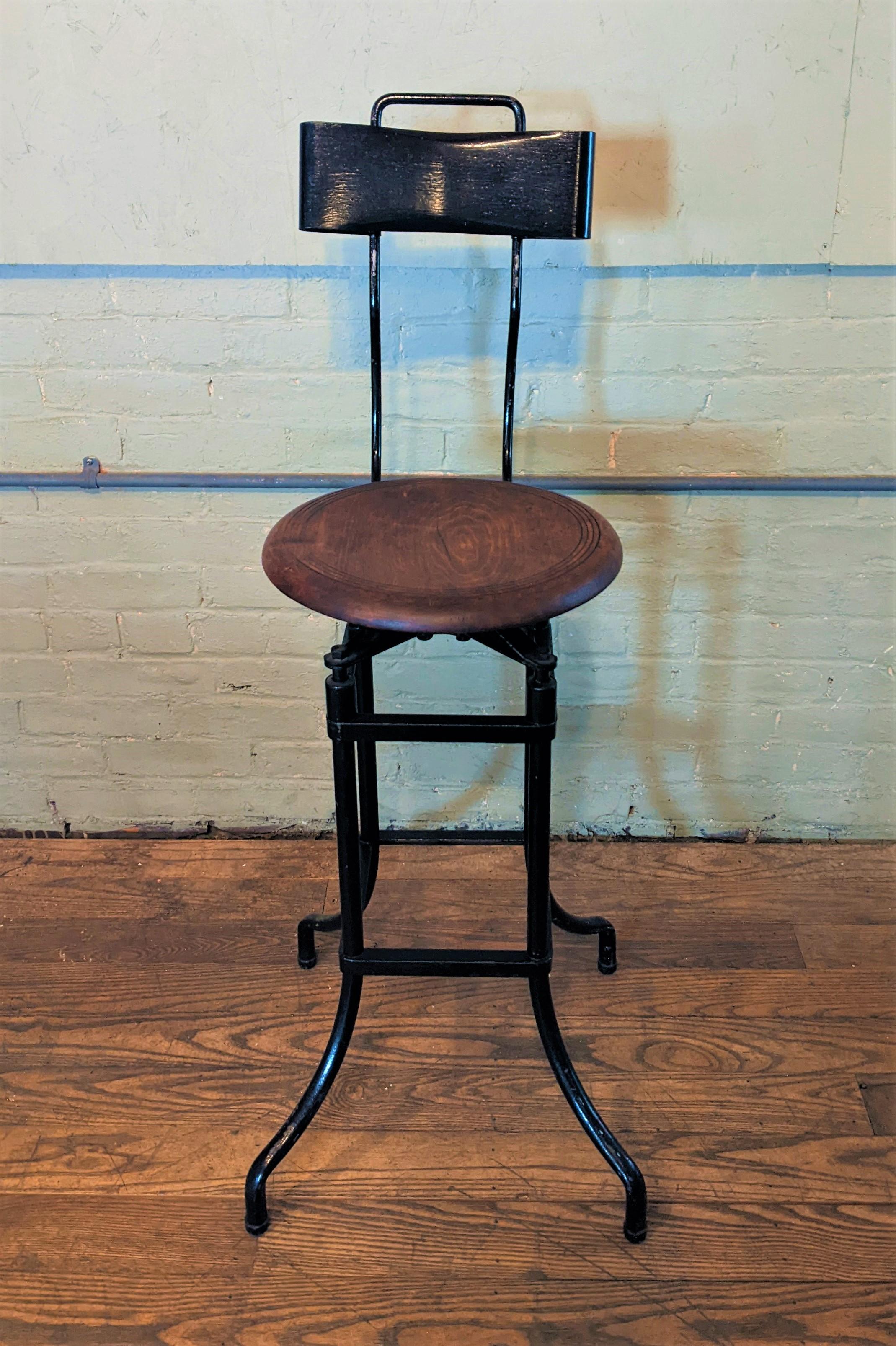 Vintage Industrial Swivel Bar Stool For Sale at 1stDibs