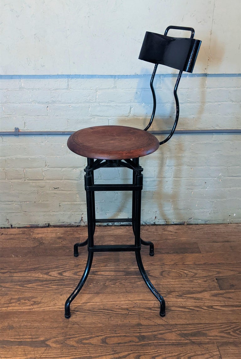 Vintage Industrial Swivel Bar Stool For Sale at 1stDibs