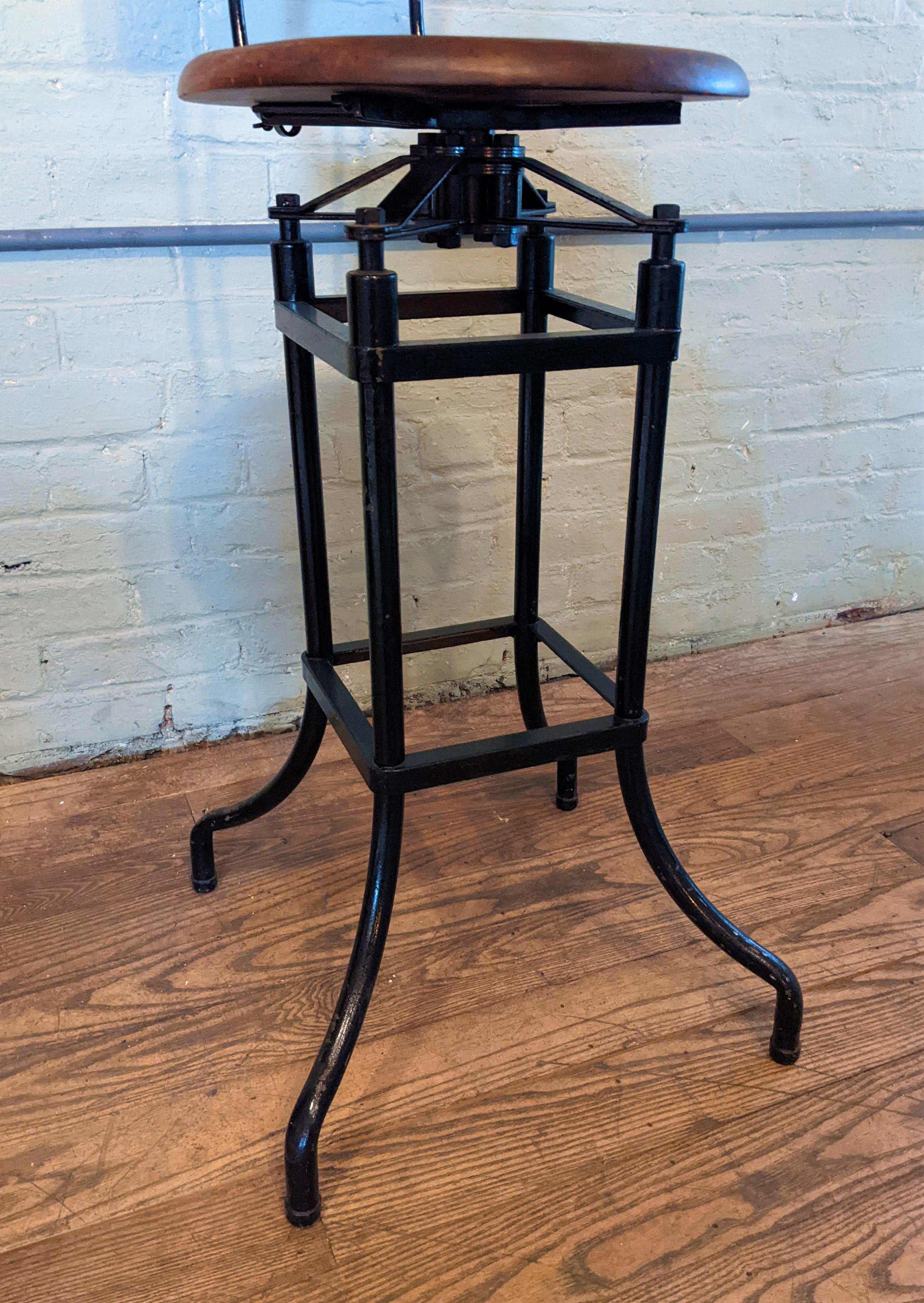 Vintage Industrial Swivel Bar Stool For Sale at 1stDibs