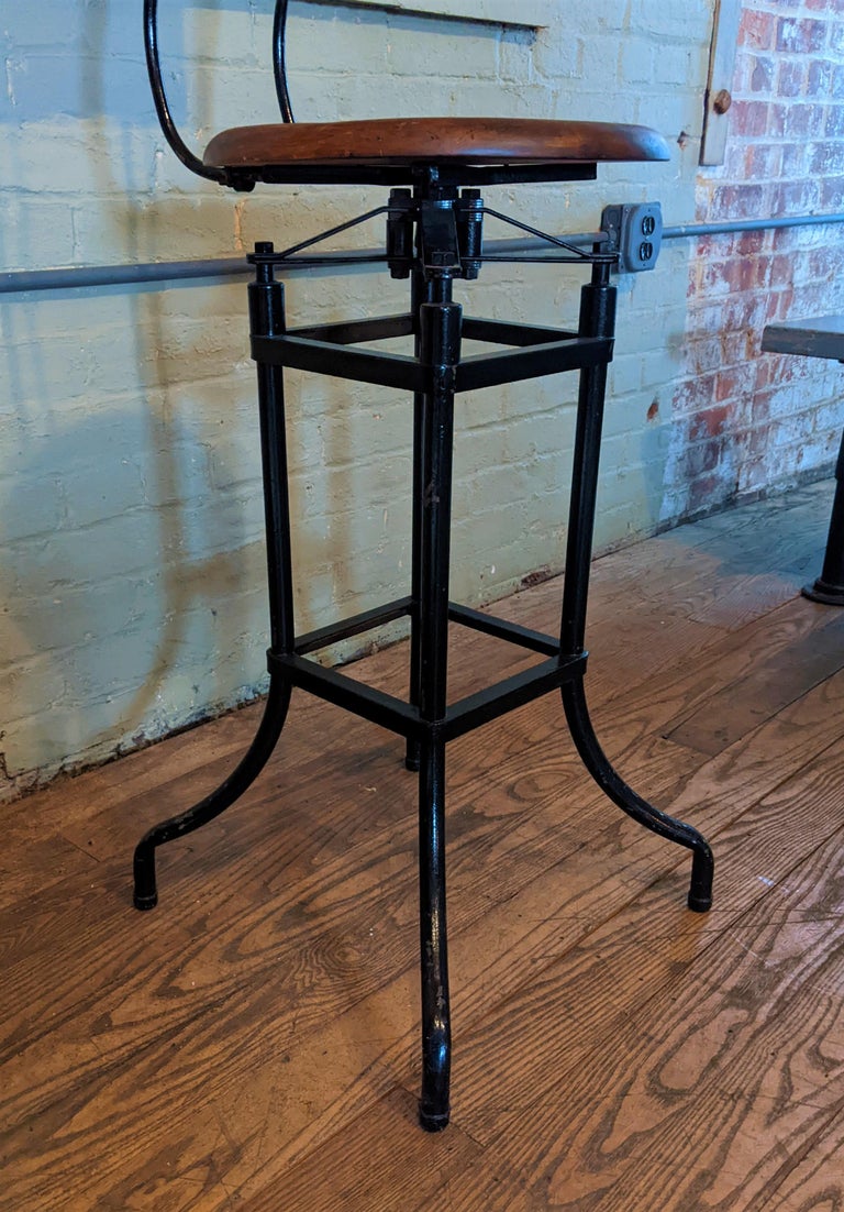 Vintage Industrial Swivel Bar Stool For Sale at 1stDibs