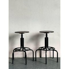 Vintage Industrial Swivel Stools - A Pair