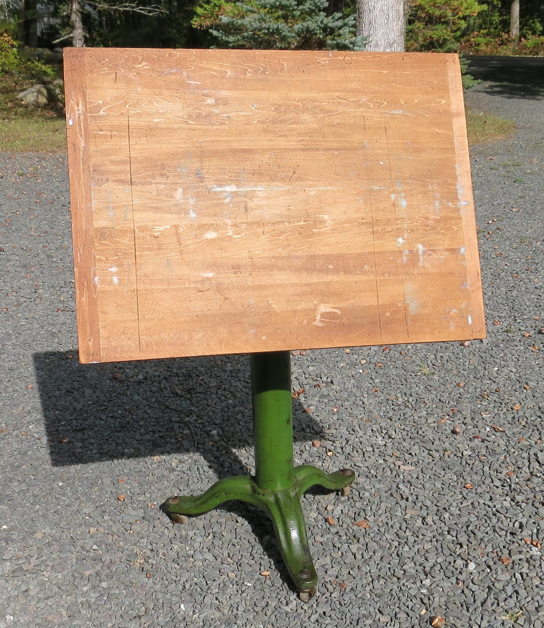 Wood Vintage Industrial Table Drafting Table Work Table For Sale