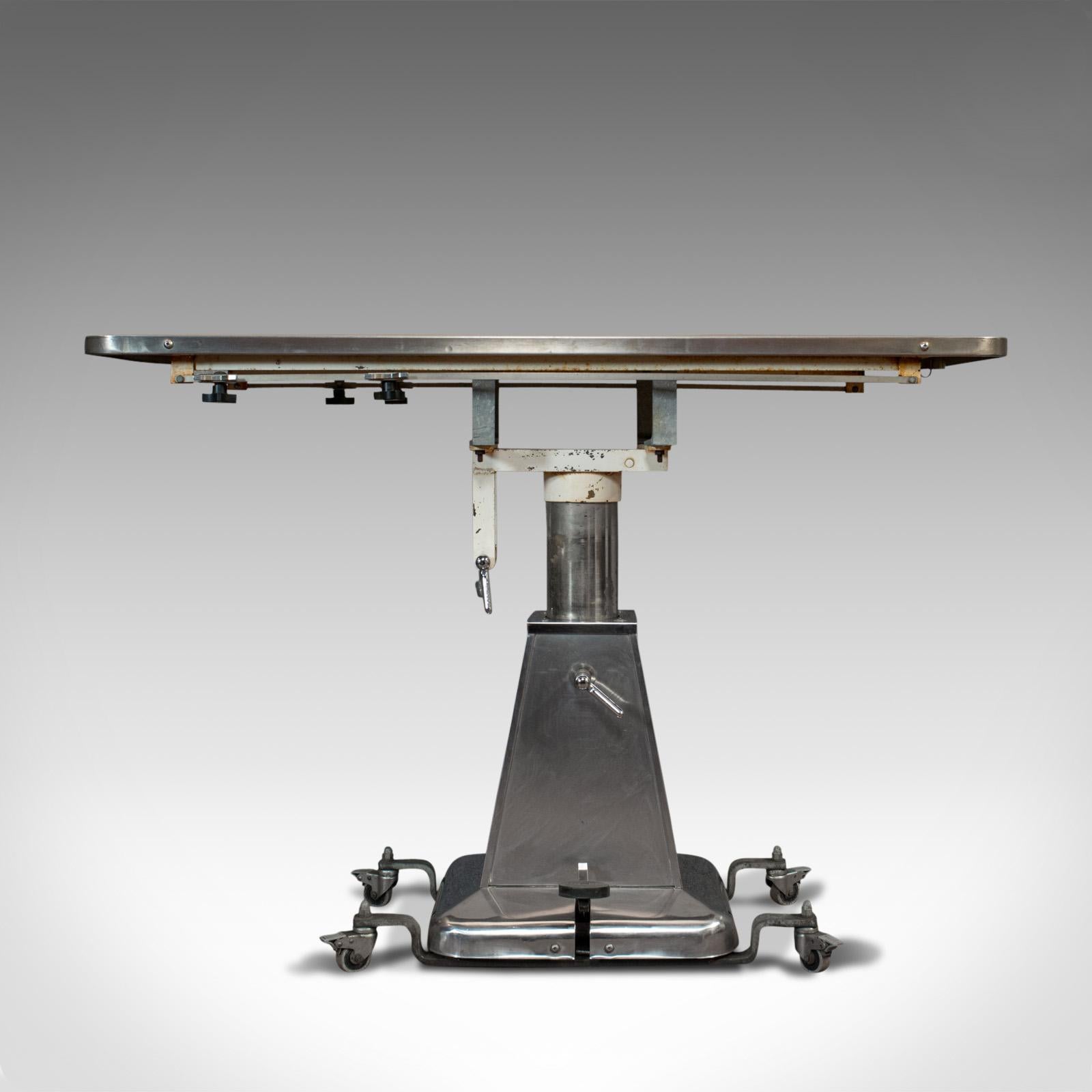 British Vintage Industrial Table, Stainless Steel, Veterinary, Theatre, Shor Line, 1970