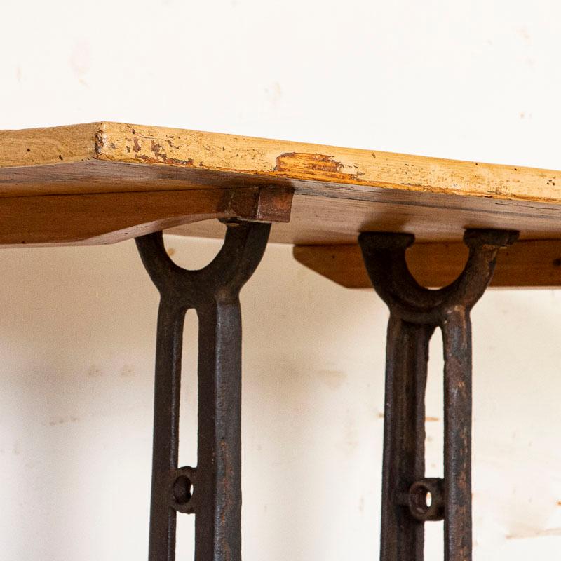 Vintage Industrial Tall Side Table with Cast Iron Gear Base 1