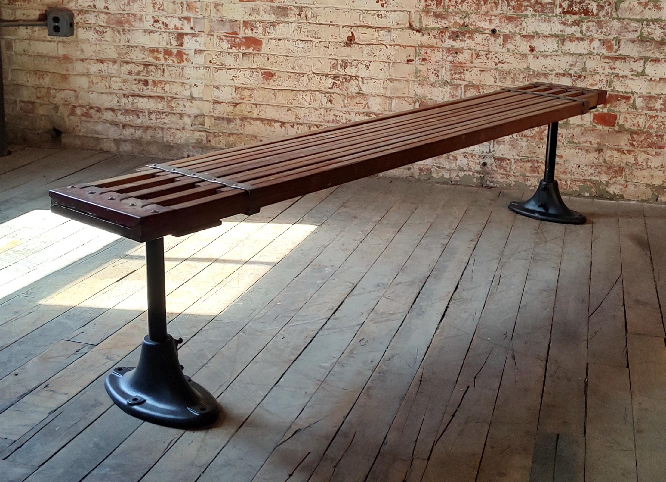 Adjustable Bench Made with Vintage Wooden Scaffold Extension Plank & Cast Iron Legs

Width Adjusts From 77