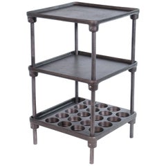 Vintage Industrial Three-Tier Cast Iron "Muffin" Side Table