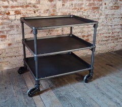 Carrello da bar vintage industriale a tre piani Rolle