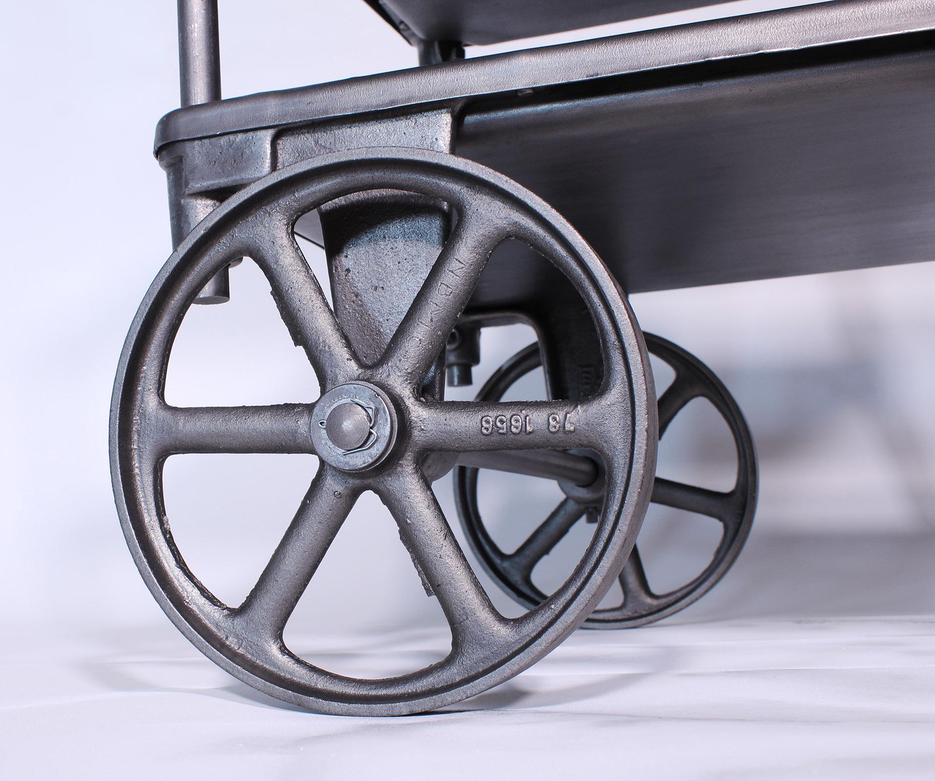 Vintage Industrial Three-Tier Table Rolling Bar Cart 4
