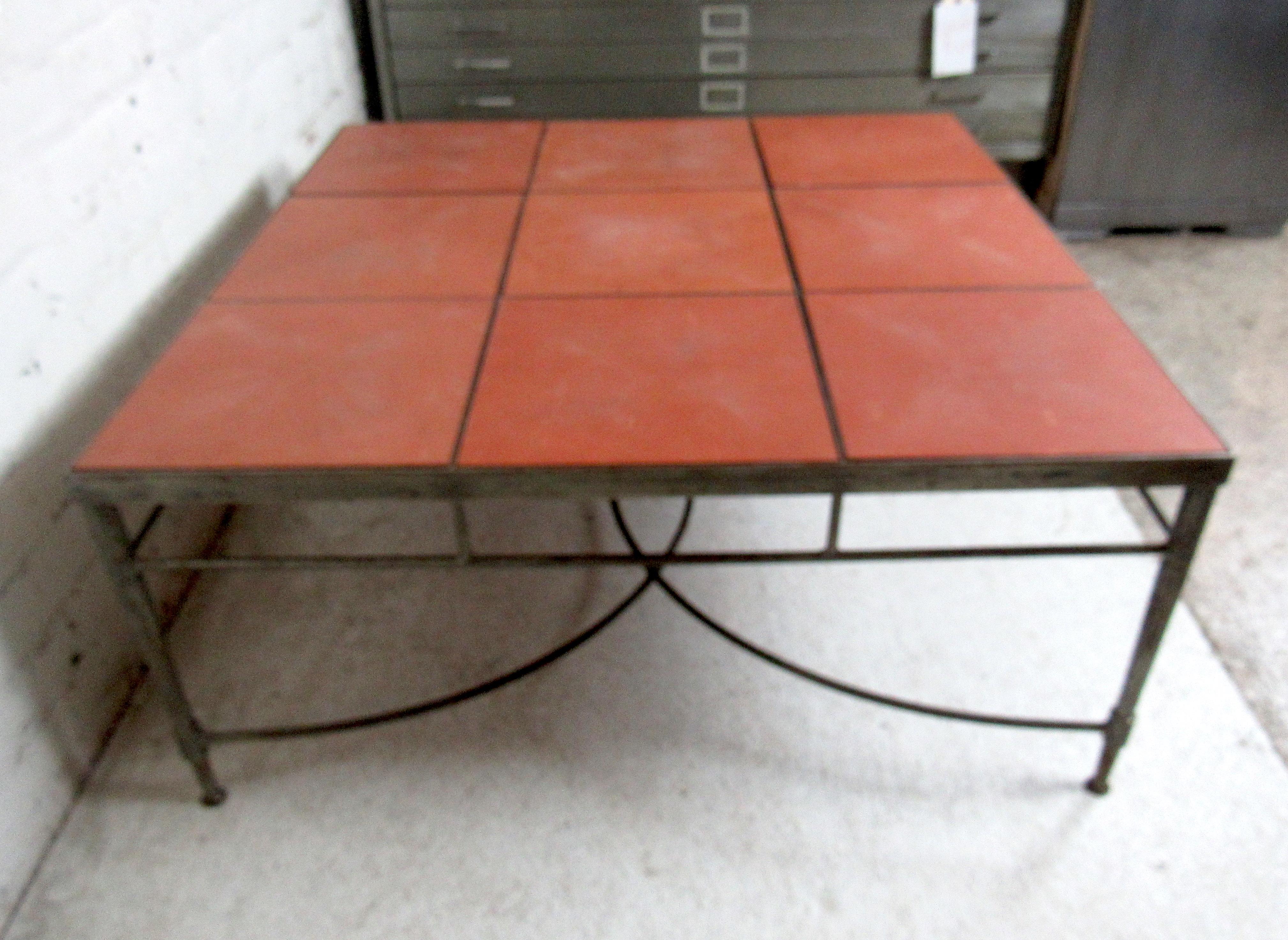 20th Century Vintage Industrial Tile Coffee Table For Sale