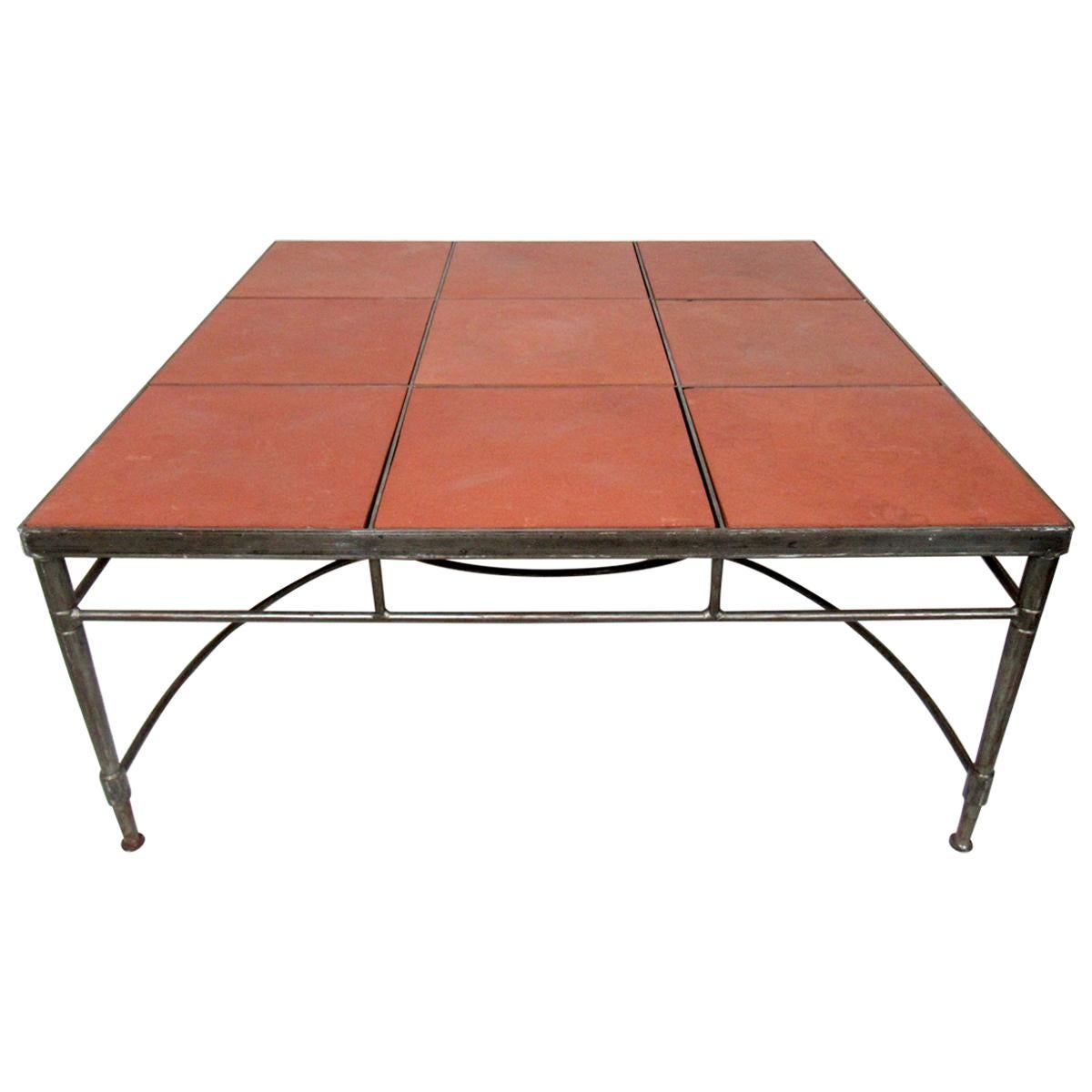 Vintage Industrial Tile Coffee Table For Sale
