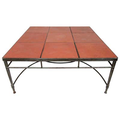 Western Themed Pottery Tile Table by Ranch Oak at 1stDibs