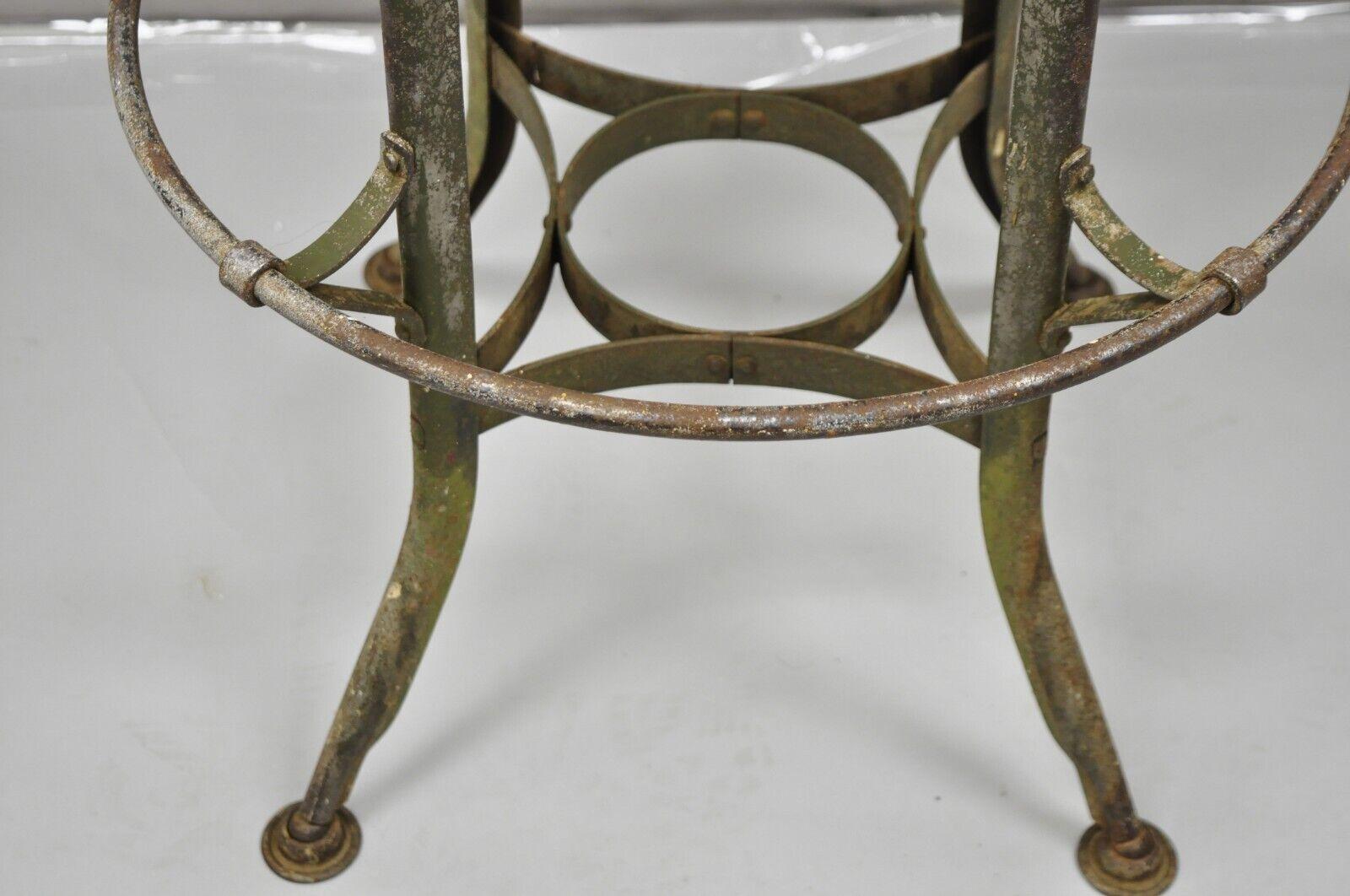 20th Century Vintage Industrial Toledo Metal Co Steel and Wooden Adjustable Drafting Stool For Sale