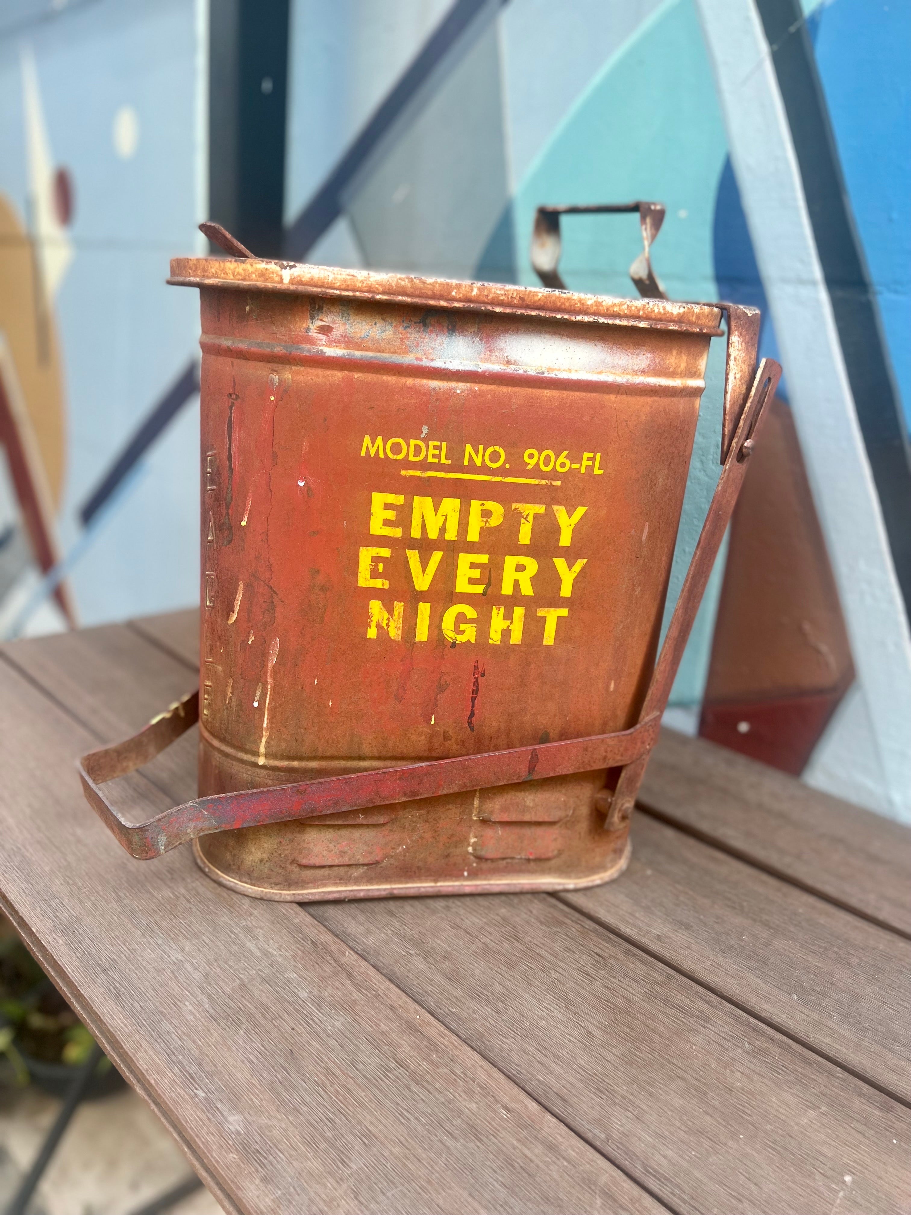 Art Deco Vintage Industrial Trash Can  