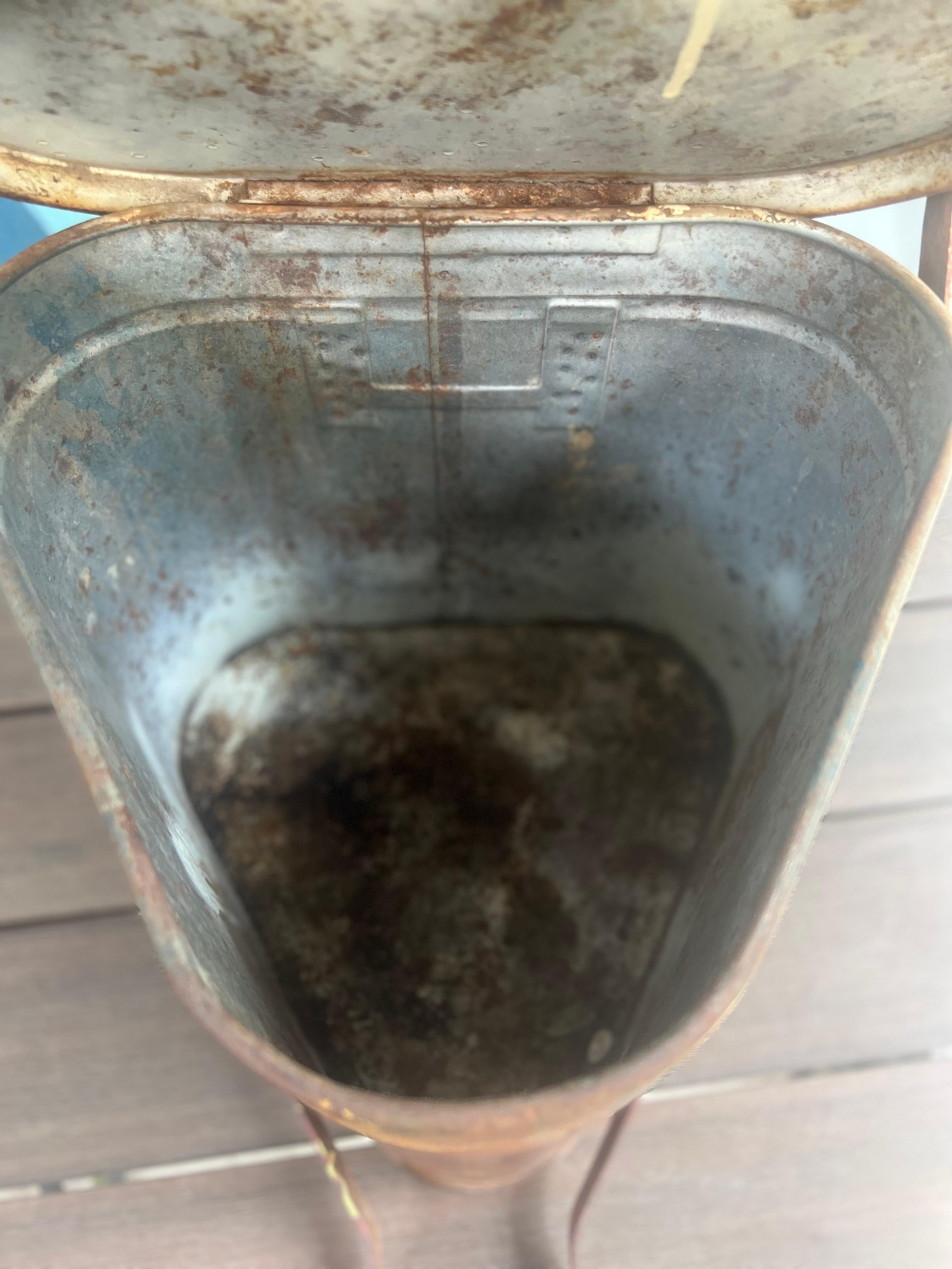 Metal Vintage Industrial Trash Can  