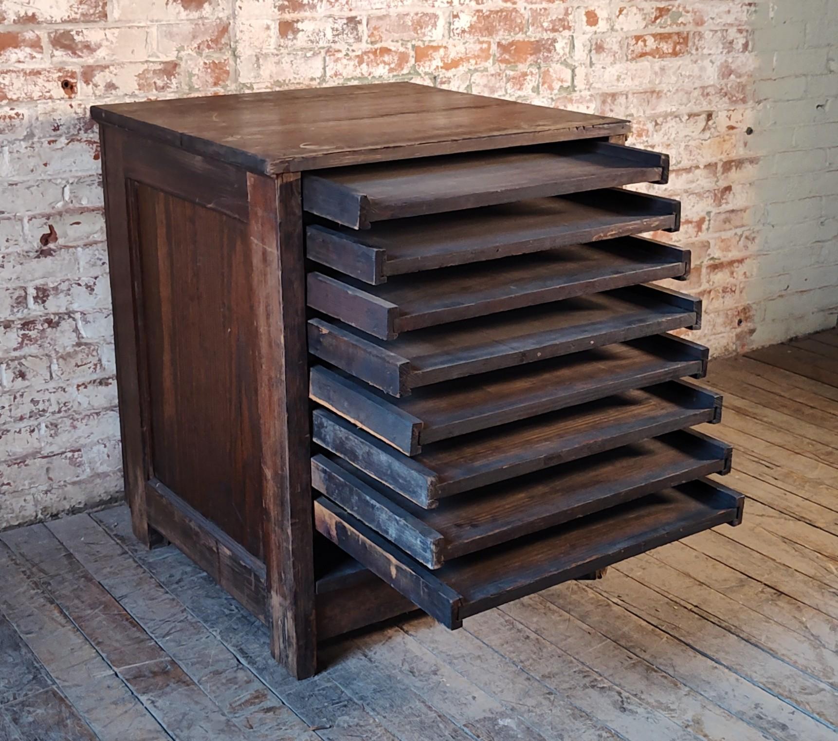 20th Century Vintage Industrial Tray Storage Cabinet For Sale