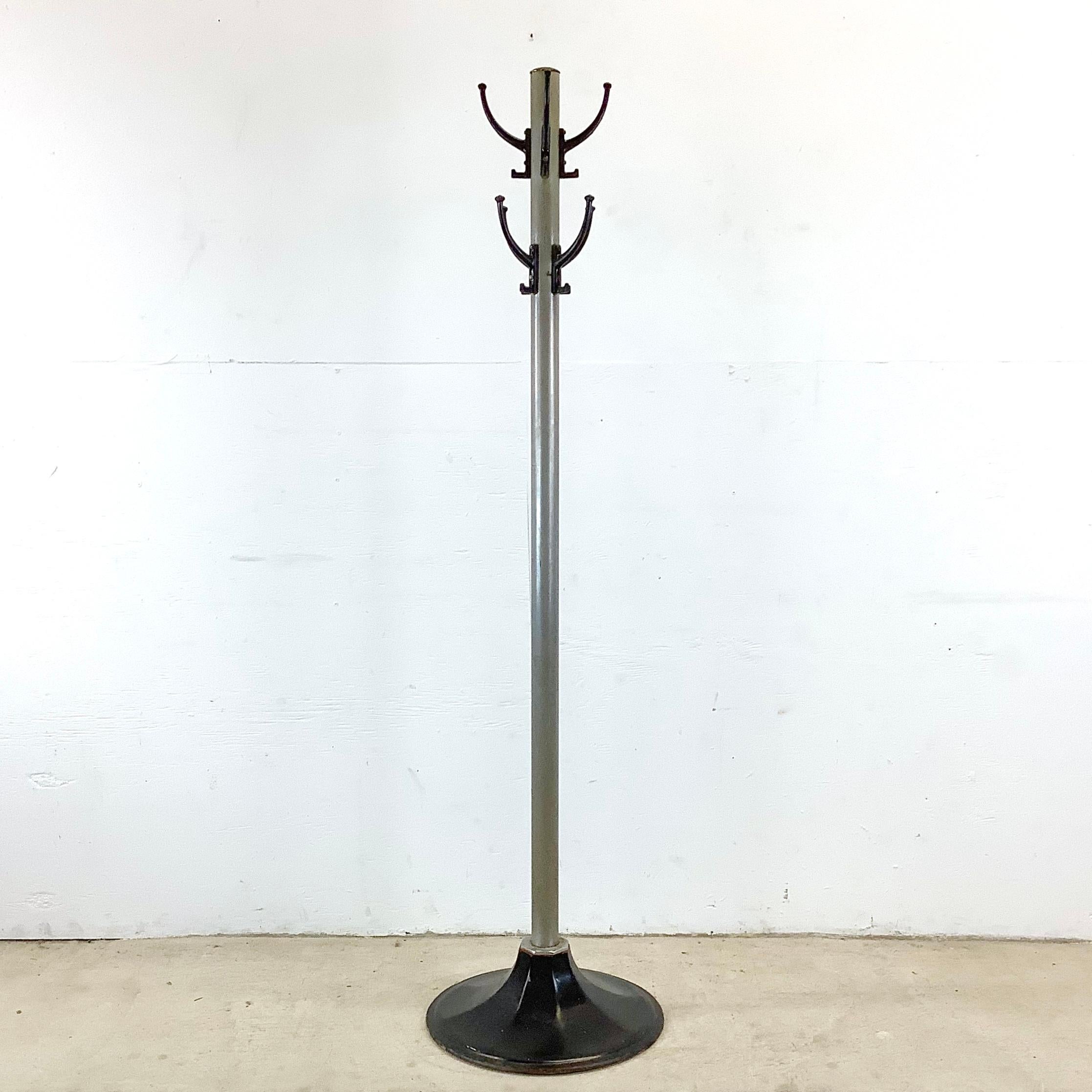 Elevate your home with this Mid-Century Industrial Style Coat Rack, a piece that seamlessly merges the essence of mid-century aesthetics with the rugged sophistication of industrial design. Crafted with meticulous attention to detail, this coat rack